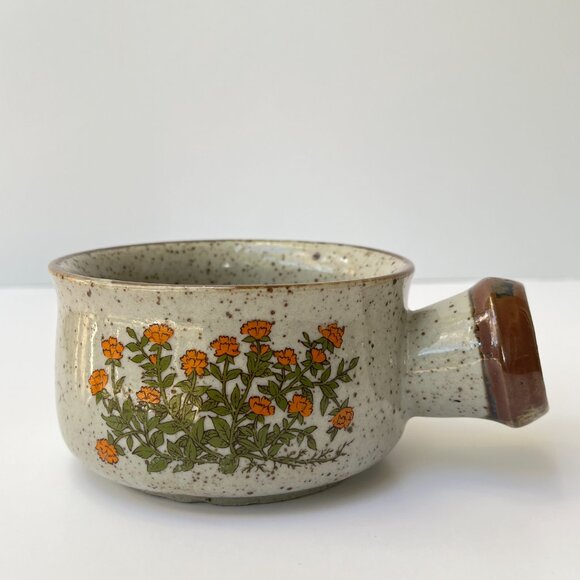 Vintage 70's Takashi Floral Speckled Soup Cup with Handle - Picture 4 of 8